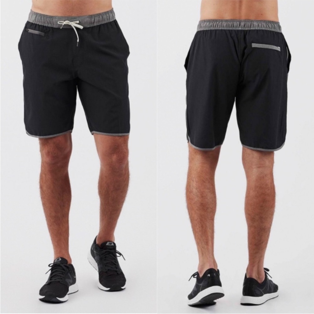Vuori Men's Black Athletic Shorts with Gray Waistband